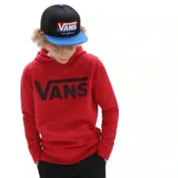 Vans Classic Hoodie Sweatshirt Pullover Red Blue Boys Unisex Size Small - Picture 1 of 12